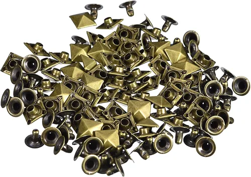 Miniatura 23 de uxcell Juego de 60 remaches de punta para ropa, 0.315 in, remaches rápidos de pirámide, clavos cuadrados punk, de cobre, para decoraciones de Tono