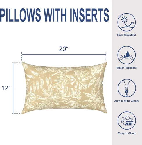 Miniatura 977 de Juego de 2 almohadas para exteriores de 16 x 16 pulgadas, repelentes al agua con interiores, para muebles de patio, hogar, jardín, geometría bohemia
