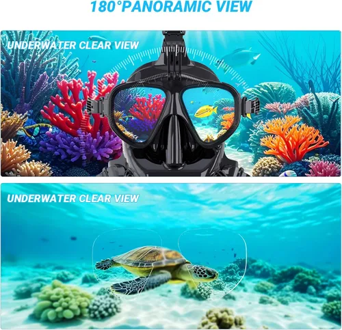 Miniatura 5 de Máscara de buceo de cara completa, soporte de buceo y esnórquel, máscara de esnórquel de cara completa, máscara de buceo ajustable con soporte