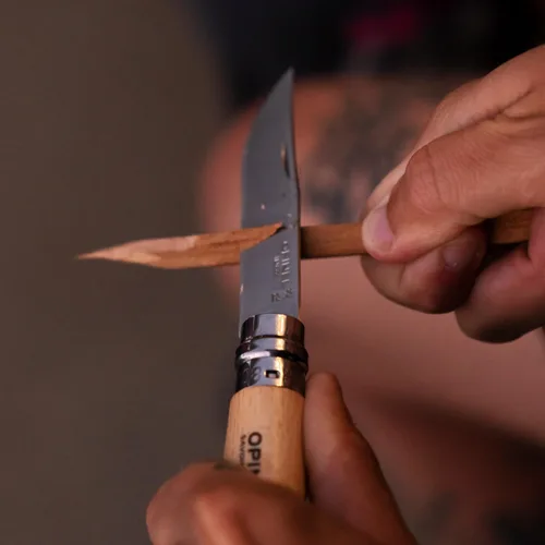 Miniatura 11 de OPINEL Nº 06 INOX - Cuchillo de bolsillo plegable de acero inoxidable Sandvik, mango de madera de haya, hoja de 2.87 pulgadas, collar de bloqueo