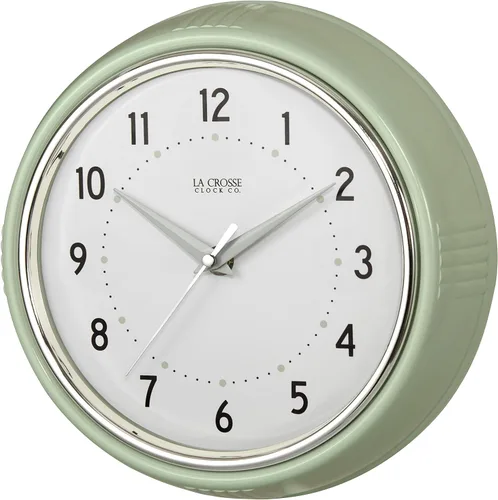 Miniatura 2 de La Crosse Reloj Retro Diner Light Pistachio Verde Silencioso Reloj de cuarzo de 9.5 pulgadas - 404-3024PH