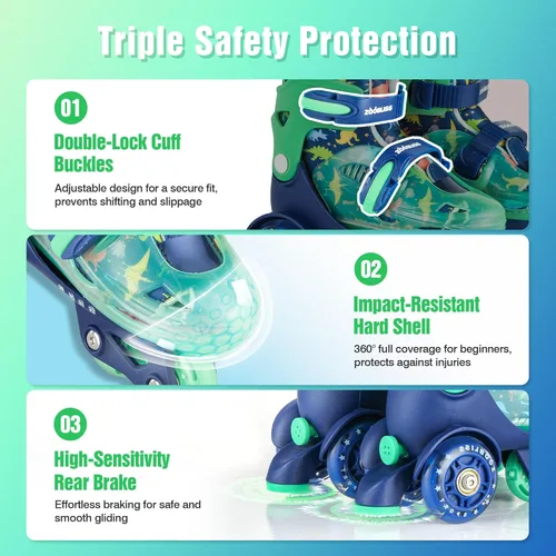 Miniatura 5 de Patines de Ruedas para Niños Principiantes - ZOOBLISS Patines de Ruedas para Niños Pequeños para Niños y Niñas de 3 a 7 Años con Ruedas que se Azul