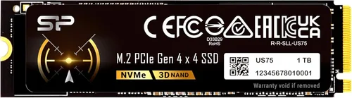 Silicon Power 1TB US75 Nvme PCIe Gen4 M.2 2280 SSD R/W hasta 7,000/6,000 MB/s compatible con PlayStation 5 (SP01KGBP44US7505)