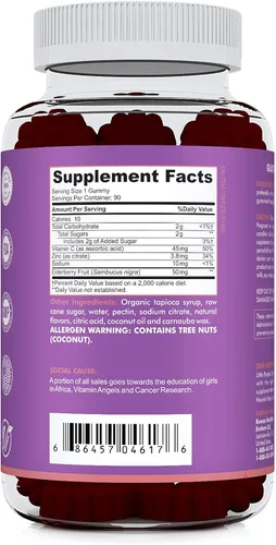 Miniatura 2 de RUWAA NUTRITION Vitaminas, gomitas de saúco, suplementos de zinc y vitamina C: vitaminas de apoyo inmunológico, hueso, cerebro, pulmón, piel