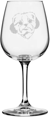 Miniatura 535 de Copa de vino de 12.75 onzas con diseño de perro grabado