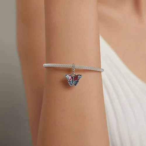 Miniatura 5 de Abalorio de perro de plata de ley 925 con diseño de dinosaurio y araña, dije de gato con forma de delfín, ratón para pulsera Pandora