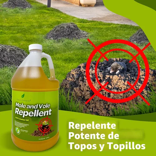 Miniatura 2 de Natural Elements Repelente de topos y campañoles 100% aceite de ricino Seguro para mascotas y no tóxico (4 galones)