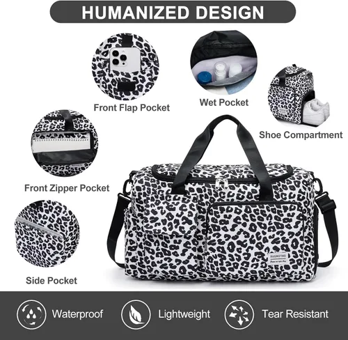 Miniatura 343 de Pequeña bolsa de gimnasio para mujer, bolsa de viaje con compartimento para zapatos