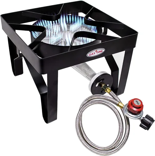 GasOne - Quemador de propano de 200K BTU - Estufa de propano de alta resistencia - Quemador para exteriores con regulador ajustable de 0-20 psi y
