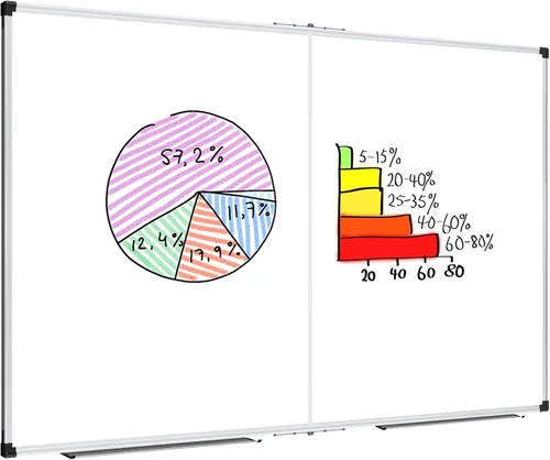 Miniatura 24 de XBoard Pizarra blanca magnética de borrado en seco de 24 x 18 pulgadas, pizarra blanca de doble cara para pared con bandeja de marcadores, tablero