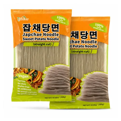 Miniatura 9 de APEXY Fideos de vidrio de batata corte recto, fideos japchae, pasta de fideos coreanos, sin grasa y sin gluten, 100% almidón de batata, sin