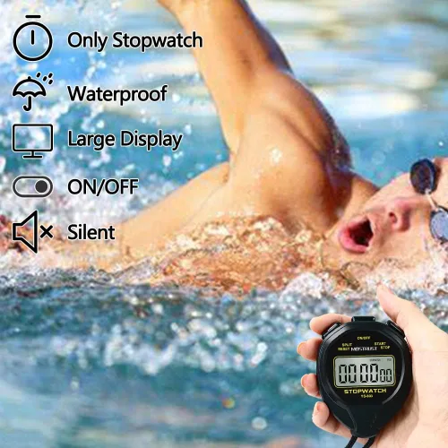 Miniatura 4 de Digital Simple Stopwatch, 1/30 Lap Basic Stopwatch, No Bells, No Clock, No Alarm, Silent, Child Friendly, ON/Off for Swimming Coaches Kids
