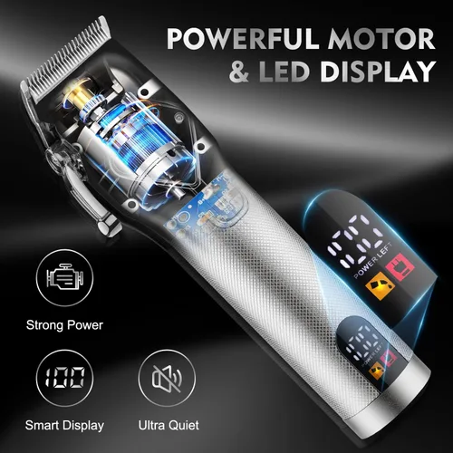 Miniatura 6 de Suttik Juego de cortapelos profesional para hombres, afeitadoras eléctricas de aluminio para hombres, kit de peluquería y recortadora con estuche