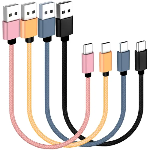 Miniatura 7 de Cable USB C de 1 pie, paquete de 4 unidades, cable USB A a USB C de carga rápida 3A, cable trenzado de nailon compatible con Samsung Galaxy A10e A20