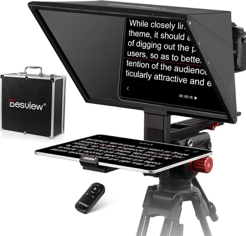 Miniatura 10 de Desview Teleprompter T3 para cámara y teléfono inteligente - Soporta iPad/Tablet de hasta 10" - Vidrio divisor de haz con control remoto Bluetooth