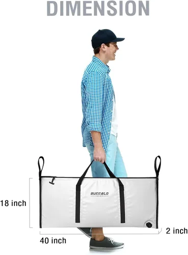 Miniatura 6 de Bolsa enfriadora térmica Buffalo Gear para peces, 40x18 pulgadas 48x18 pulgadas, a prueba de fugas, bolsa portátil impermeable, mantiene el hielo