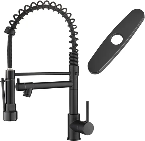 Miniatura 29 de Grifo de cocina negro mate con rociador, AIMADI - Grifo de cocina comercial, de una sola manija, con rociador desplegable de un solo orificio