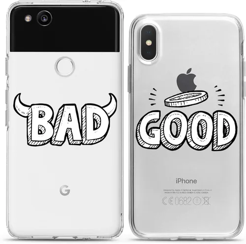 Miniatura 8 de Fundas a juego para parejas compatibles con iPhone 16 15 14 13 12 11 Pro Max Mini Xs X 6s 8 Plus 7+ Xr 10 SE 5 Bad Good Relationship Best Friend
