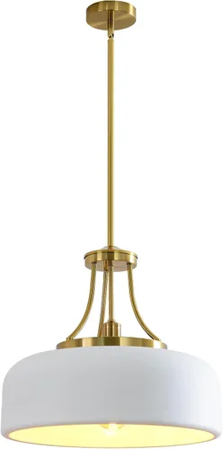Moderna lámpara colgante blanca, lámpara colgante redonda grande de 18.9 pulgadas en estilo nórdico industrial, adecuada para isla de cocina, sala