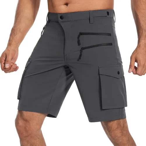 Hiauspor Pantalones cortos de ciclismo de montaña para hombre, elásticos, de secado rápido, para senderismo, trabajo, golf, pesca, táctico