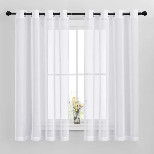 Miniatura 23 de NICETOWN Cortinas de lino sintético degradado para sala de estar, estilo noble con ojales, cortinas semitransparentes para niños, cortinas de Morado