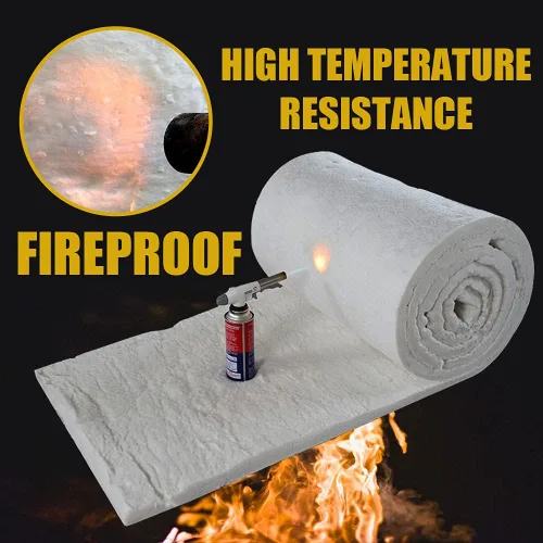 Miniatura 4 de Manta deflectora de fibra cerámica de 24" x 12" x 1" (gruesa) aislante ignífuga clasificada hasta 2400°F, resistencia a altas temperaturas