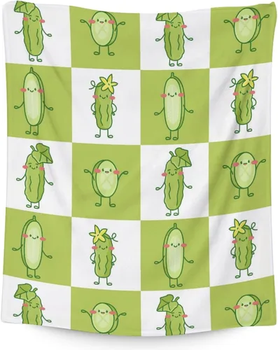 Miniatura 12 de Manta Pickle para niñas, niños, acogedora, cálida, de 30 x 40 pulgadas, manta de tamaño regazo para sofá, silla, manta verde divertida y mullida