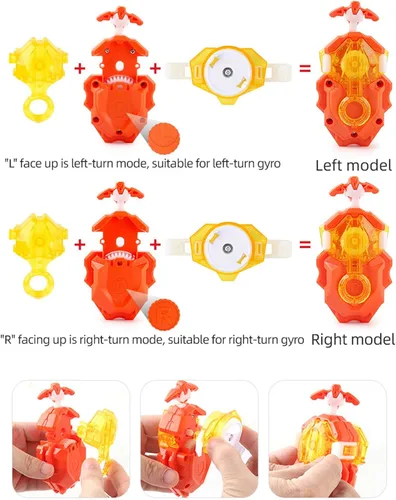 Miniatura 4 de DYT Battling Tops Burst B-184 Bey Launcher LR Left Right Spin DB Layer System, B-11 Grip Metal Fusion Starter String Strong Spinning Top Toys Naranja
