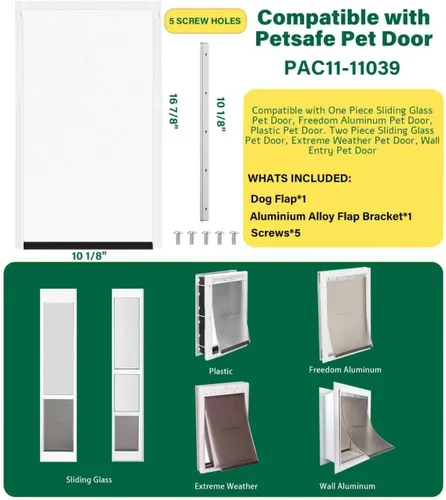 Miniatura 2 de Solapas grandes de repuesto para puerta con soporte de metal, tornillos y arandelas de acero inoxidable 304, compatibles con PetSafe Freedom