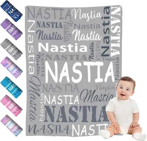 Miniatura 19 de Mantas de bebé personalizadas para niño y niña, manta de bebé personalizada con nombre para niños y adultos, mantas suaves personalizadas