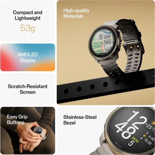 Miniatura 2 de Polar Vantage M3 – Multi-Sport Smartwatch with AMOLED Display, Dual-Frequency GPS, Turn-by-Turn Navigation, Up to 7-Day Battery Life Oro Greige