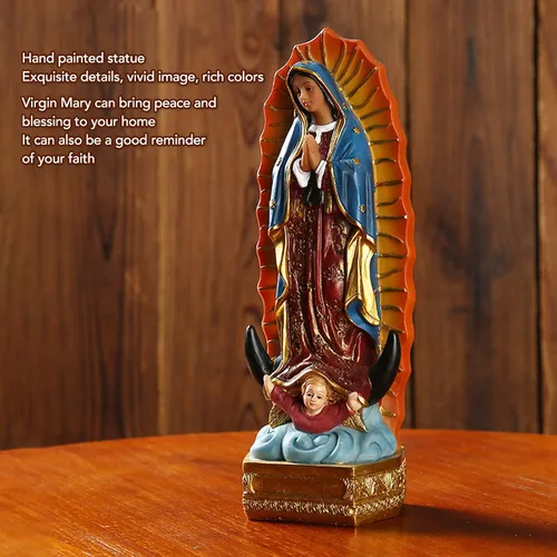 Miniatura 2 de Estatua de Guadalupe, hermosos detalles estatua cristiana elegante pintada a mano para el hogar