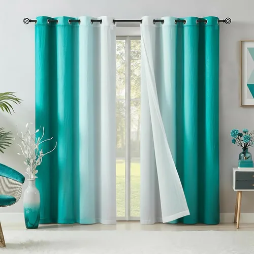 Miniatura 16 de Cortinas Completamente Opacas Azul Degradado de 63 pulgadas de Largo para Sala de Estar y Dormitorio, Cortinas con Aislamiento Térmico para Navidad