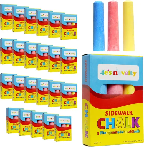Miniatura 10 de 4E's Novelty 12 cajas de tizas para acera envueltas individualmente para niños, 3 palos jumbo en cada caja, rellenos de cesta de Pascua, rellenos