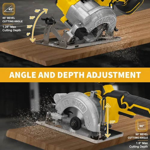 Miniatura 3 de Sierra circular inalámbrica de 5 pulgadas para batería Dewalt de 20 V (sin batería), sierra de madera eléctrica con motor sin escobillas, bisel
