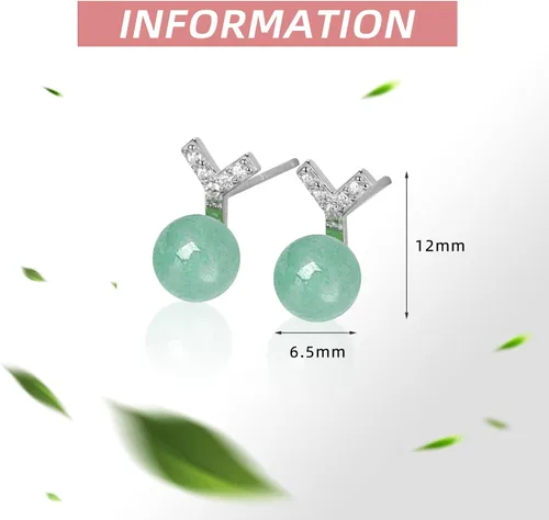 Miniatura 42 de Jade Earrings Studs,Green Jade Earrings for Women,925 Sterling Silver Earrings Studs for Sensitive Ears,Handmade Jade Earrings for Birthday