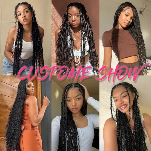 Miniatura 6 de 8 piezas de lana brasileña para trenzas, negro natural, cabello de lana brasileña para trenzar para mujeres, hilo para cabello para locs falsos
