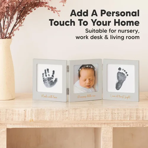 Miniatura 7 de Kit de huellas de mano y huellas de bebé sin tinta para recién nacido - Kit de huellas de bebé, marco de foto de guardería conmemorativa para recién