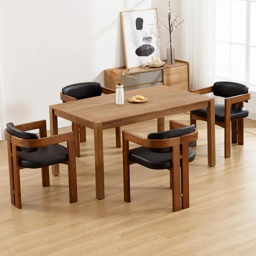 Miniatura 13 de Juego de 4 sillas de comedor modernas de barril, sillas de comedor tapizadas con respaldo curvado y patas de madera, sillas laterales de lino
