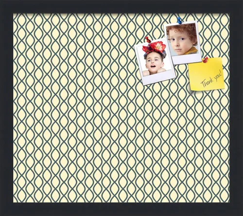 Miniatura 207 de PinPix Tablero de anuncios de corcho de 13 x 13 pulgadas. Este tablero decorativo enmarcado viene con diseño de ondas en blanco y negro y un marco