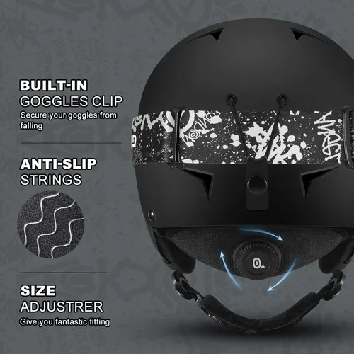 Miniatura 4 de Odoland Casco de esquí para niños, casco de nieve con gafas de esquí para niños y niñas, a prueba de golpes, resistente al viento, cascos deportivos