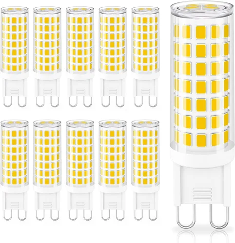 Miniatura 9 de comzler Bombilla LED G9 con base de clavija bi pin G9 de 6 W, luz blanca diurna 6000 K, bombillas G9 para candelabro, base de cerámica, equivalente