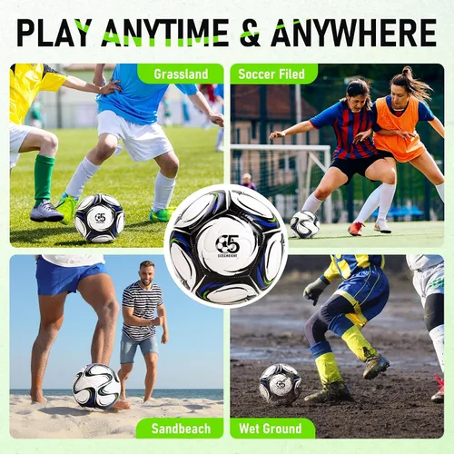 Miniatura 6 de Soccer Ball Size 5 Size 4 with Pump Deflated, Official Size and Weight Long-Lasting Soccer Ball for Youth Teens Adult, Indoor Outdoor Training