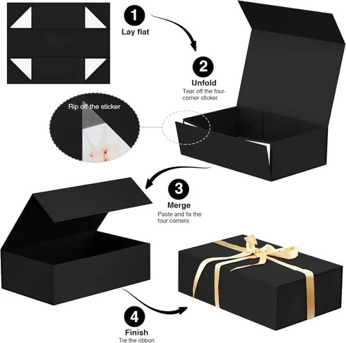 Miniatura 2 de HavrePac Paquete de 4 Cajas de Regalo Grandes 35x23x11 cm Cajas de Regalo de Lujo con Tapas, Caja de Regalo con Cierre Magnético para Empaquetado