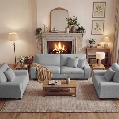 Miniatura 13 de DOPEDIO Sofá biplaza moderno para sala de estar, sillón reclinable de chenilla, funda extraíble, cojines de resorte, marco de madera maciza, fácil