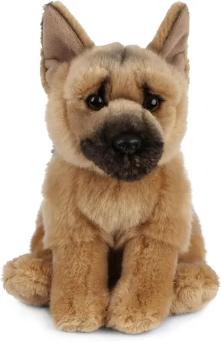 Living Nature - Animal de peluche de pastor alemán, animal de perro esponjoso, juguete suave para niños, 8 pulgadas