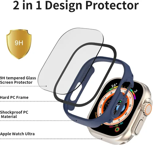Miniatura 2 de Funda rígida de policarbonato compatible con Apple Watch Series 8 Pro de 1.732 pulgadas, cubierta protectora completa con protector de pantalla