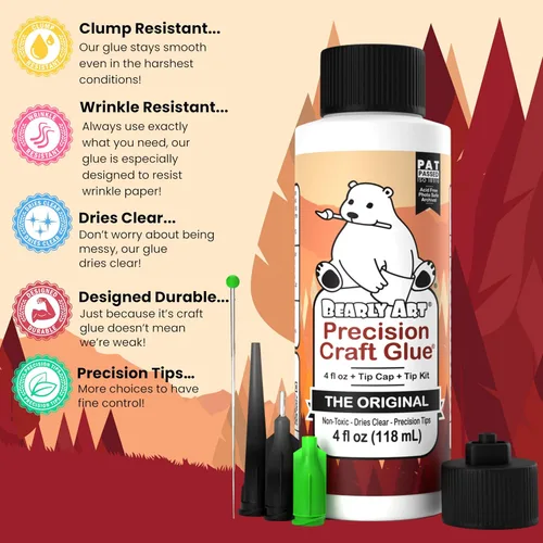 Miniatura 4 de Pegamento Bearly Art Precision Craft – El original – 4 oz – Kit de punta incluido – Se seca transparente – Punta de metal – Resistente a las arrugas