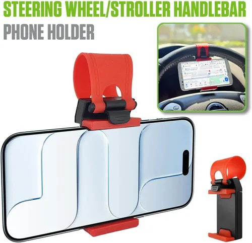 Miniatura 2 de Cellet Soporte universal para volante de teléfono, abrazadera ajustable para manillar para iPhone 16, 15, 14, 13 Pro, negro, se adapta a