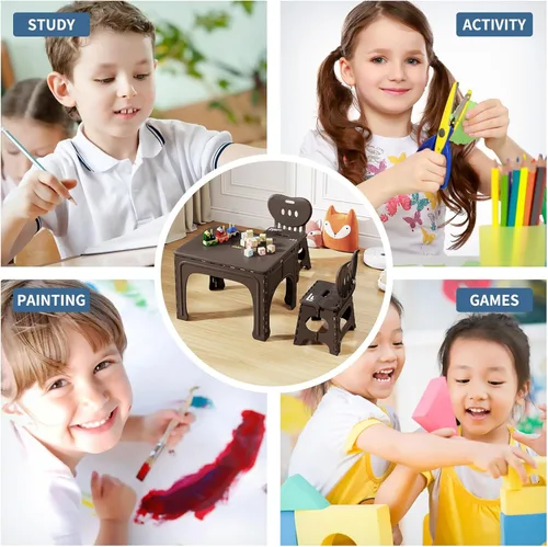 Miniatura 3 de UNICOO Juego de mesa y sillas plegables para niños, mesa y sillas plegables para niños, mesa de actividades plegable, mesa de picnic portátil, ideal